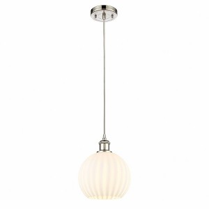 White Venetian - 1 Light Cord Hung Mini Pendant In Modern Style-10 Inches Tall and 8 Inches Wide - 1 of 1