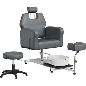 COZONY Reclining Pedicure Chair with Stool,360° Swivel Hydraulic Pedi Chair with Footrest & Massage Foot Basin for Beauty Spa Salon,Adjustable Height - 1 of 4