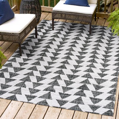 Andratx Ivory and Black Geometric Indoor/Outdoor Rug
