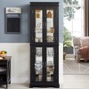 Lighted Corner Curio Cabinet - Elegant Glass Display Case for Living Room & Bar Storage - Perfect for Antique Collections & Wine - BLACK - 4 of 4