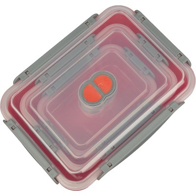 Red BPA-Free Rectangular Meal Prep Containers Set of 3