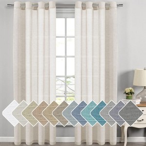 Natural Linen Blended Semi-Sheer Curtains Privacy Assured with Nickel Grommet for Living Room - 1 of 4