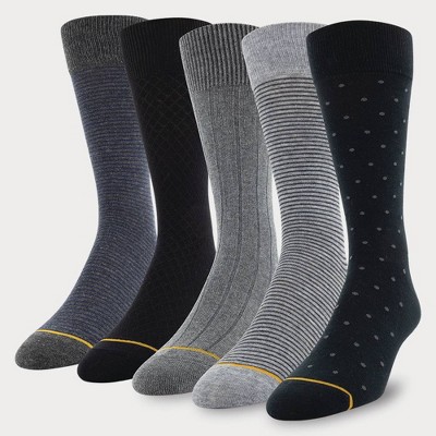 Signature Gold By Goldtoe Men's Classic Dot Crew Socks 5pk - Black : Target