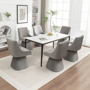 SEYNAR Modern Velvet 360 Degree Swivel Armless Dining chair Set of 6 - 1 of 4