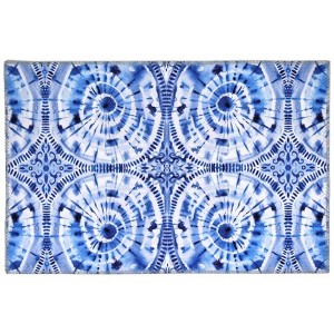 Homefires Shibori Blue Indoor Rug – Stylish, Soft, Durable, and Easy to Clean Accent Rug for Living Rooms, Bedrooms, or Entryways - 1 of 3