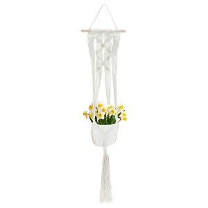 Unique Bargains Macrame Plant Hanger Woven Cotton Indoor Outdoor Decorative - 1 of 4