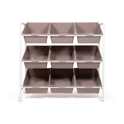 9 Bin Essentials Collection Rolling Organizer Taupe - Humble Crew