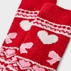 Girls' Fair Isle Hearts & Bows Cozy Pajama Crew Socks - art class™ Red - 3 of 3