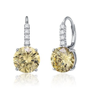 Sophisticated Basket-Set Drop Earrings Adorned with Vibrant Colored Cubic Zirconia for a Glamorous and Elegant Touch - 1 of 3