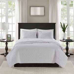 Sapphtopaz Bedding Comforter Set Classic Solid Color with Patterned Quilting Quilt Set - 1 of 4