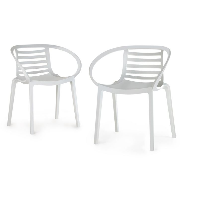 WRGHOME Syracuse Modern Outdoor/Indoor Plastic Resin Stacking Patio Dining Chairs  (Set of 2), 1 of 12