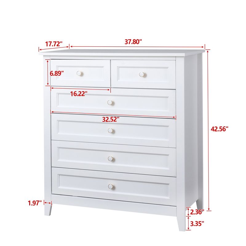 Modern 6/4/7 Drawer Dresser with Wooden Leg and Retro Round Pull Handle - ModernLuxe, 3 of 13