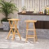 Tangkula Outdoor Bar Stools Set of 4 w/ Countered Seat & Footrest Patio Bistro Stools - 3 of 4