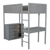 Full Size/twin Size Loft Bed Frame With 3 Storage Shelves, 4 Drawers, 1 Multifunctional Desk, Wool Fabric Platform Bed Frame, Space-Saving - 4 of 4