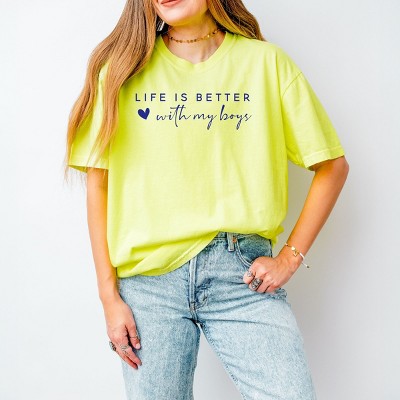Simply Sage Market Life Is Better With My Boys Heart Garment Dyed Tee