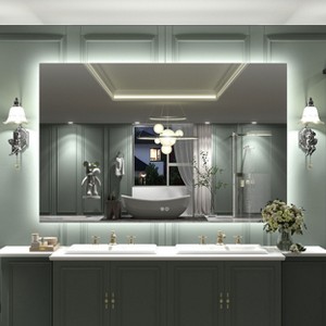 Apmir Super Bright 192 LEDs/m Back LED Lighted Anti-Fog Tempered Glass Bathroom/Vanity Mirror with ETL & 3-Year Warranty - 1 of 4
