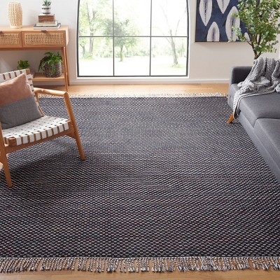 Coastal Charm Black Cotton 8' x 10' Handwoven Area Rug