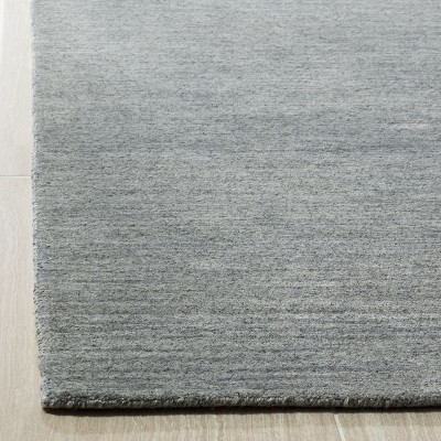 Handmade Dark Grey Wool and Viscose 6' x 9' Area Rug
