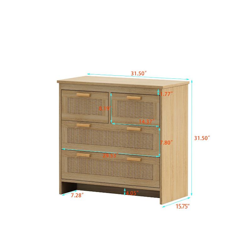 Cassio 4-Drawer Rattan Cabinet for Bedroom and Living Room, Decorative Storage Cabinets, Easy Assembly  - The Pop Home, 5 of 9