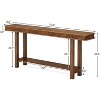 Gulches Minimalist Rustic 70.9" Console Table, Wood 2-Tier Extra Long Sofa Entryway Accent Table, Brown - 2 of 4