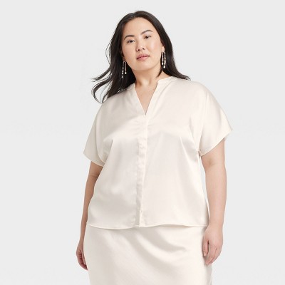 Women's Short Sleeve V-Neck Blouse - A New Day™