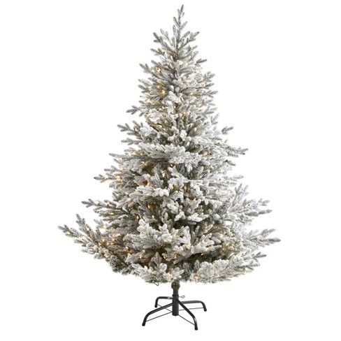 Nearly Natural 6-ft Flocked Fraser Fir Artificial Christmas Tree With ...