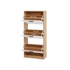 Shoe Storage Cabinet 3 Flip Drawers Narrow Freestanding White Walnut Entryway Organizer - 3 of 4