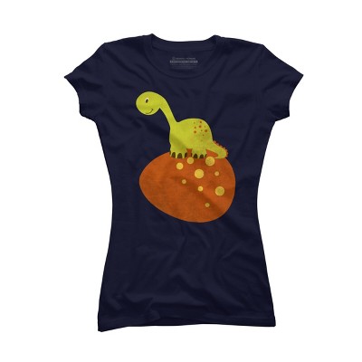 Junior's Design By Humans Happy Cute Dino By parjono T-Shirt