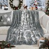 Lomsoe Gray and White Xmas Tree Flannel Throw Blanket, Winter Holiday Decorative Blankets, Super Soft Cozy Throw Blankets for Home Sofa Couch - 2 of 4