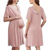 Ekouaer Labor and Delivery Gown for Hospital Short Sleeve Maternity Nursing Dress Nightgown with Button - 4 of 4