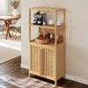 VANIRROR Bamboo Buffet Storage Cabinet, Freestanding Sideboard Cabinet With Slatted Door For Bathroom, Living Room, Bedroom, Hallway, Natural Color - 2 of 4