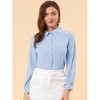 Allegra K Women's Work Peter Pan Collar Long Bishop Sleeve Button Down Shirt - 2 of 4