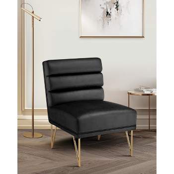 Iconic Home Velvet Quilted Slipper Chair, Karli