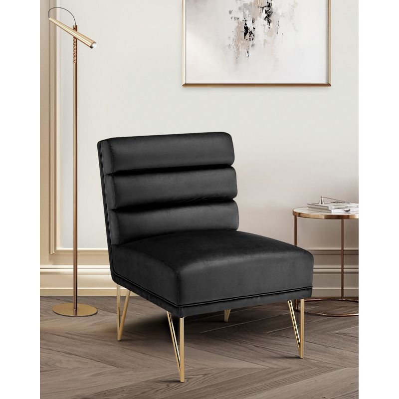 Iconic Home Velvet Quilted Slipper Chair, Karli, 1 of 12