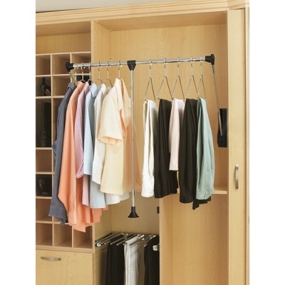 Adjustable Chrome Pull-Down Closet Rod with Telescoping Handle