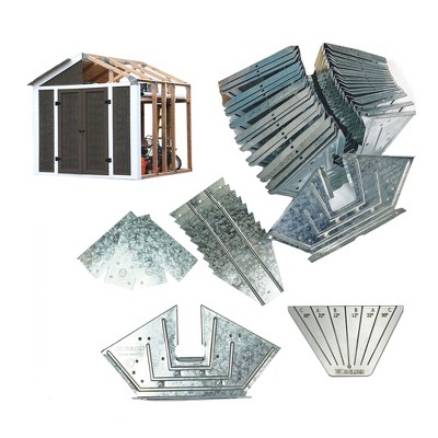 EZBUILDER 7 x 8 Foot Peak Roof Storage Shed Kit with Galvanized Steel Angles