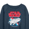 Women's - Star Wars - Millennium Falcon Americana-Women's French Terry Pullover Sweatshirt Lightweight French Terry Wide Neck Long Sleeve Shirt - 2 of 4
