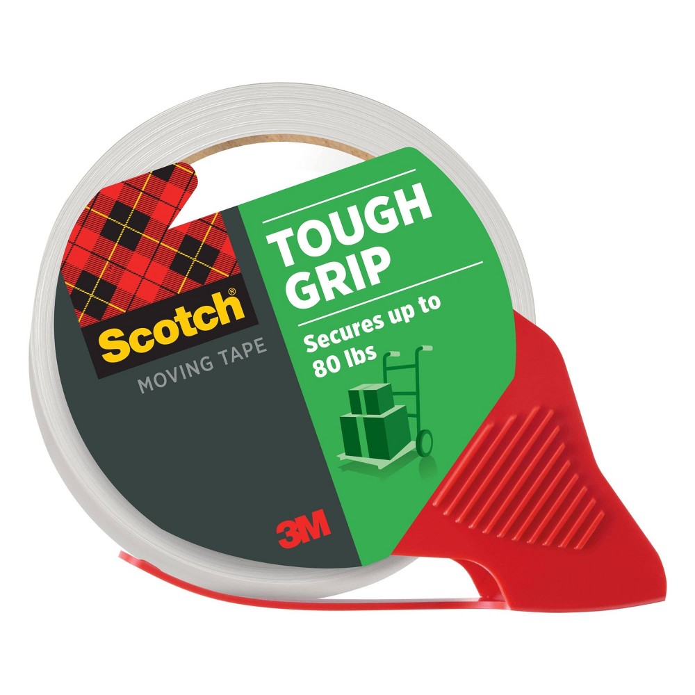 Scotch Tough Grip Moving Tape with Dispenser, 1ct: Heavy Duty Packing Tape for Moving Supplies & Boxes, 1.88" x 1966"