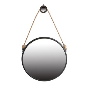 CAVINAS Round Wall Mirrors with Round Metal Frame,Circle Accent Mirror with Rope Strap,Decorative Mirror for Living Room,Entryway - 1 of 4