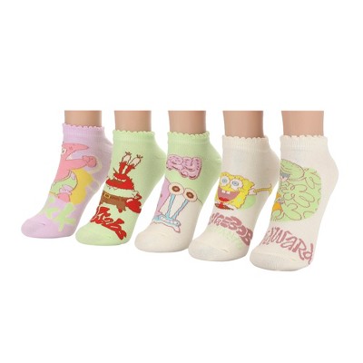 Spongebob Squarepants Mixed Characters Womens Ankle Socks 5 Pack