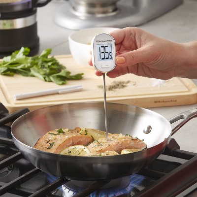 White Digital Meat Thermometer with Pivoting Display