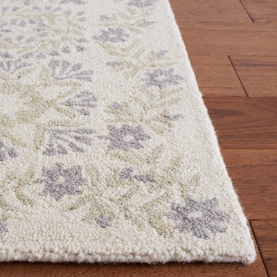 Ivory and Beige Hand-Tufted Wool Rectangular Area Rug, 5'x8'