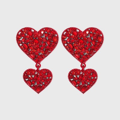 SUGARFIX by BaubleBar Rhinestone Encrusted Heart Drop Earrings