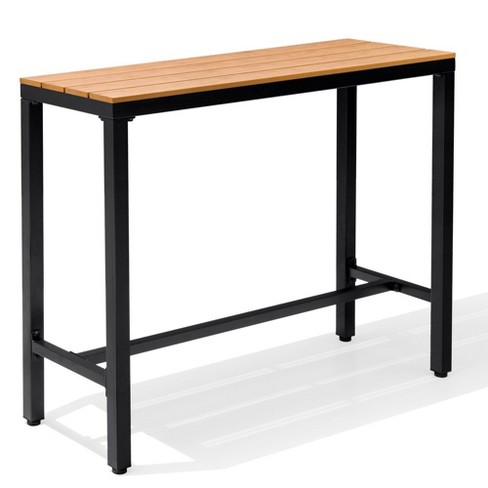 Crestlive Products 43 Inch Outdoor Bar Table Rectangle Patio Counter Height Table High Pub Table With Waterproof Top And Sturdy Metal Frame Brown Target