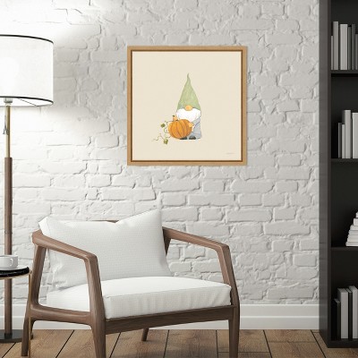 Earth Tones Pumpkin Lithograph on Canvas with Wooden Frame