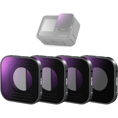 Boersma ND Filter Compatible with GoPro Hero 13 12 11 10 9 Black, 4 Pack ND4 ND8 ND16 ND32 Neutral Density Lens Filter Kit HD Multicoated Slim Action