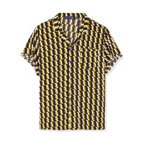 Lars Amadeus Men's Summer Irregular Printed Camp Collar Short Sleeves Button Down Hawaiian Shirt - 1 of 4
