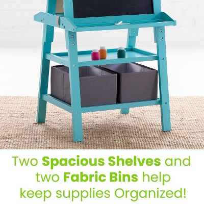 Turquoise Pine Freestanding Magnetic Art Easel with Storage Bins
