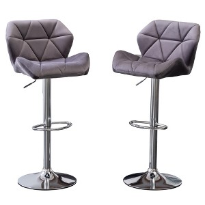 DSVIMOY Counter and Bar Stool Velvet Diamond Tufted Swivel Adjustable Set of 2 for Trendy Spaces, Gray, 19.5"*22"*20.5" - 1 of 4