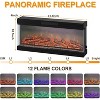 75 Inch Rustic Fireplace TV Stand, 3-Sided Glass Media Console for TVs Up to 85", LED Lights & Storage, Entertainment Center, White - 3 of 4